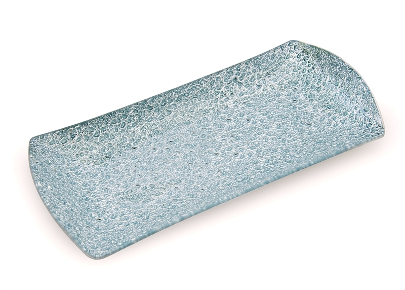 Metallic Hammered-Effect Glass Tray