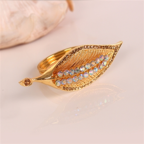 Jeweled Swan Leaf Napkin Ring, Decorative Table Accessories