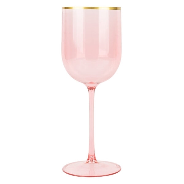 Pink Gold Rim Wine Glasses 12oz