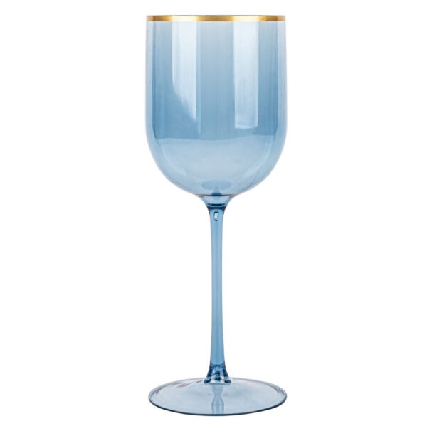 Blue Gold Rim Wine Glasses 12oz