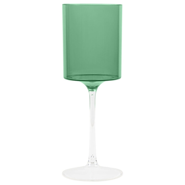 Two Tone Wine Glass 9oz Green/Clear