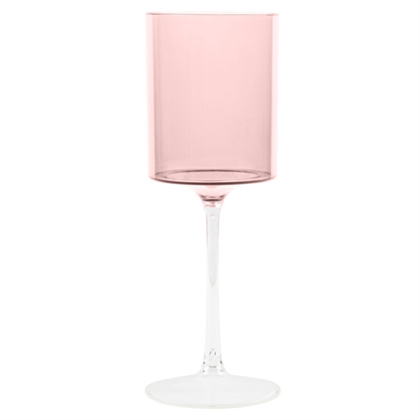 Two Tone Wine Glass 9oz Pink/Clear