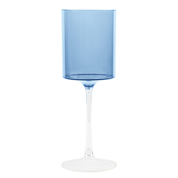 Two Tone Wine Glass 9oz Blue/Clear