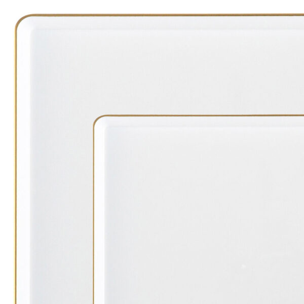 Edge Collection Square Plates White/Gold Rim