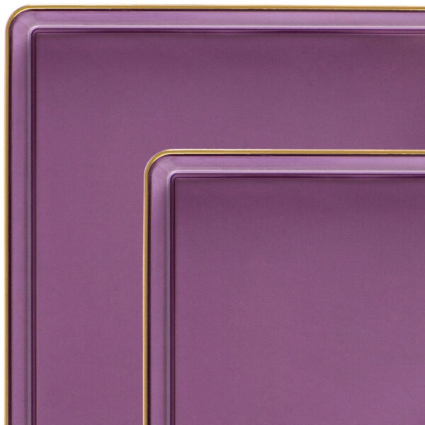 Edge Collection Square Plates Purple Transparent/Gold Rim