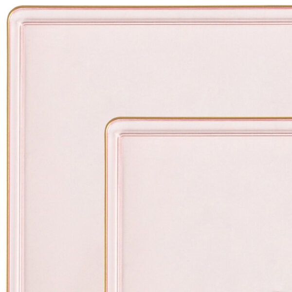 Edge Collection Square Plates Pink Transparent/Gold Rim