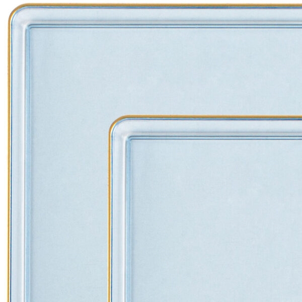Edge Collection Square Plates Blue Transparent/Gold Rim