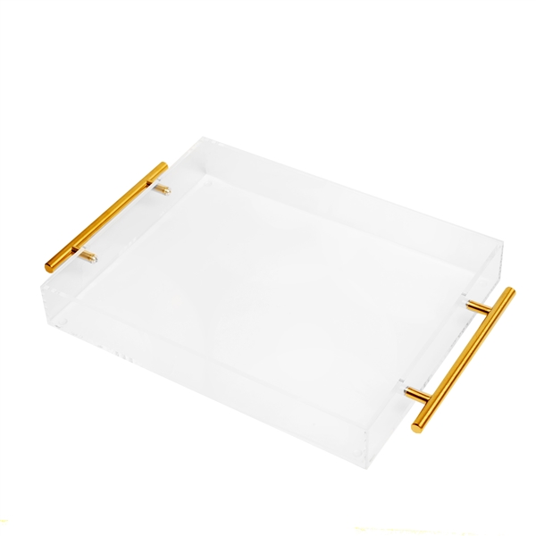 Clear Serving Tray with Gold Handles