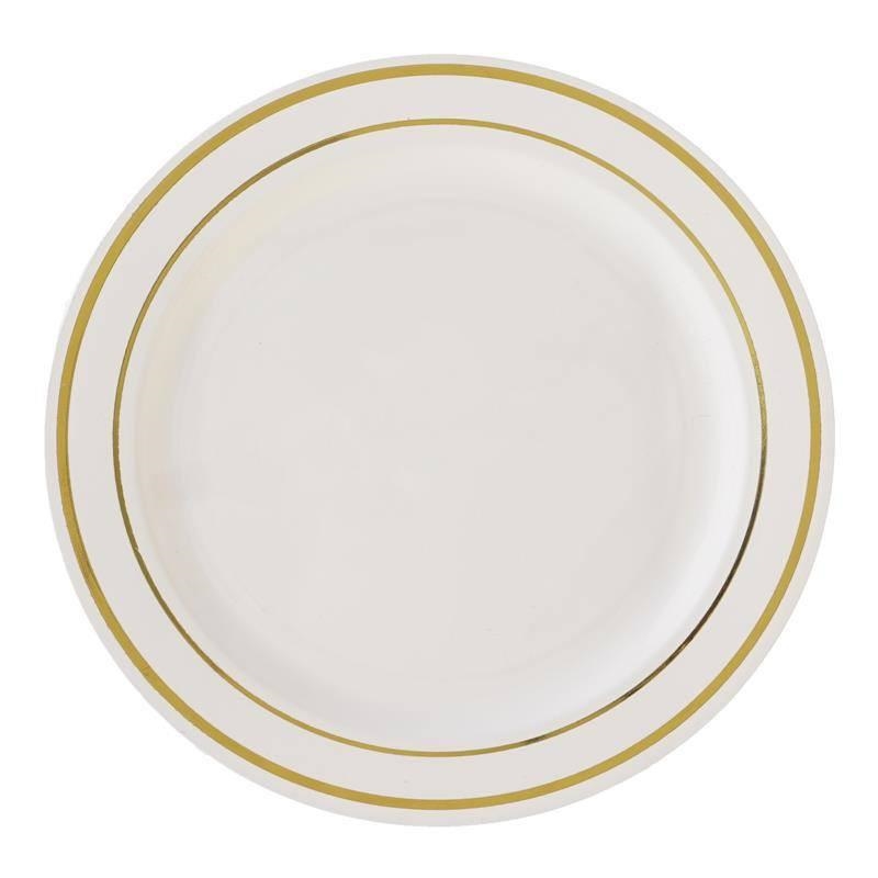 China Like Ivory Plastic Plates 10ct - Elegant Disposable Dishware
