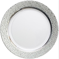 Hammered Collection 7" Plates - White/Clear - 120 count