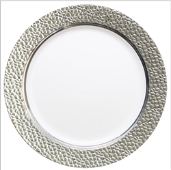 Hammered Collection 9" Plates - White/Clear - 120 count