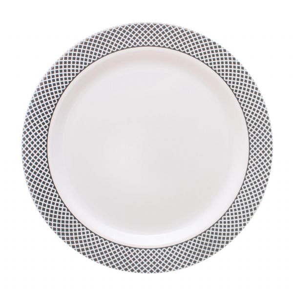 My Party Collection White & Silver Plates - Choose Plate Size
