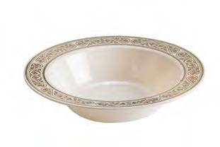 Royalty High End Plastic Dessert or Soup Bowl - Ivory/Gold - 10 Count