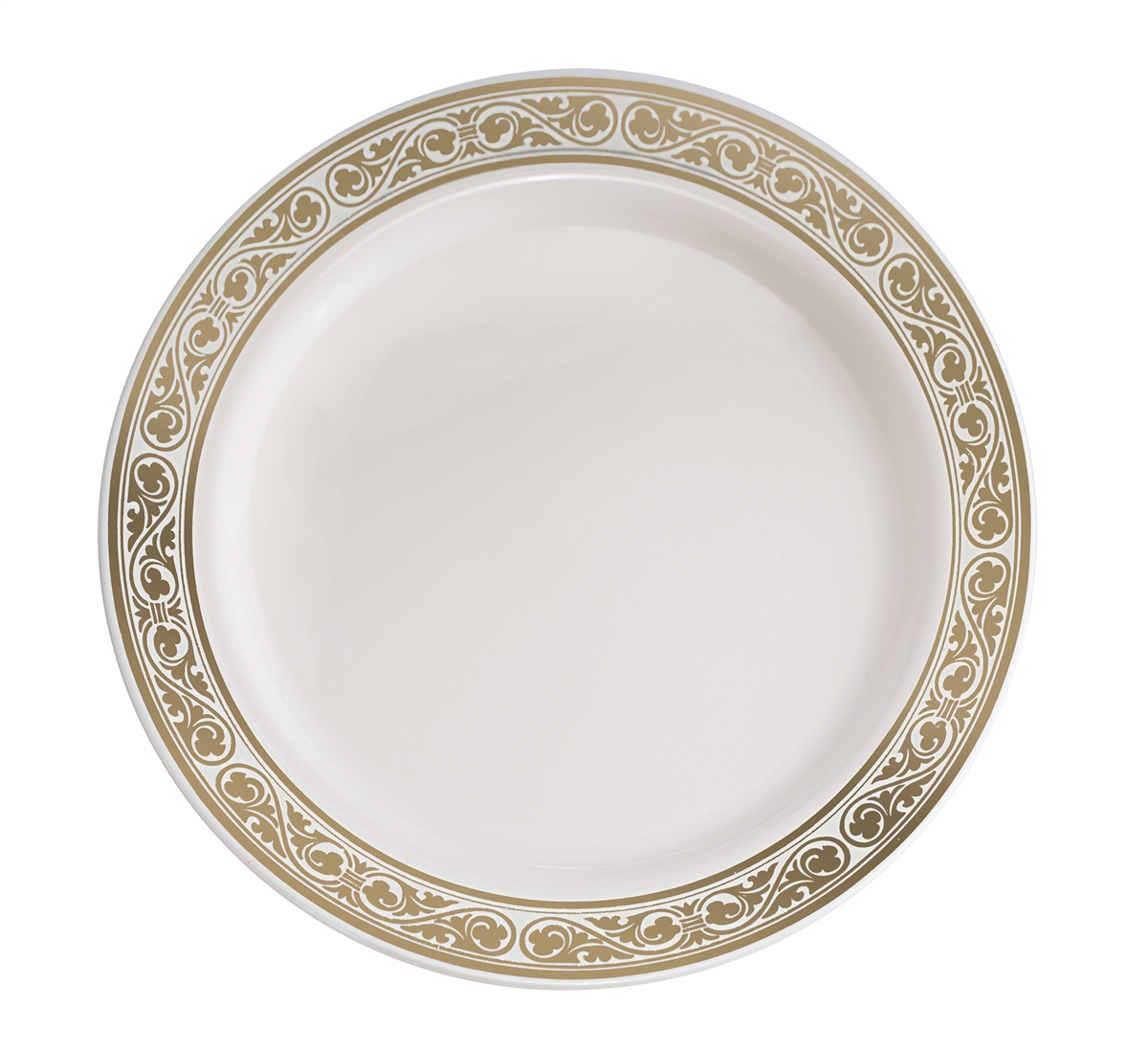 Royalty High End Plastic Plates - Ivory/Gold 10 Count