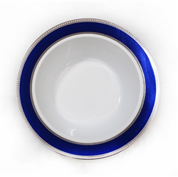 Glamour Collection White w/ Silver and Metallic Blue Plastic Bowls - 120 Count - Choose Bowls Size