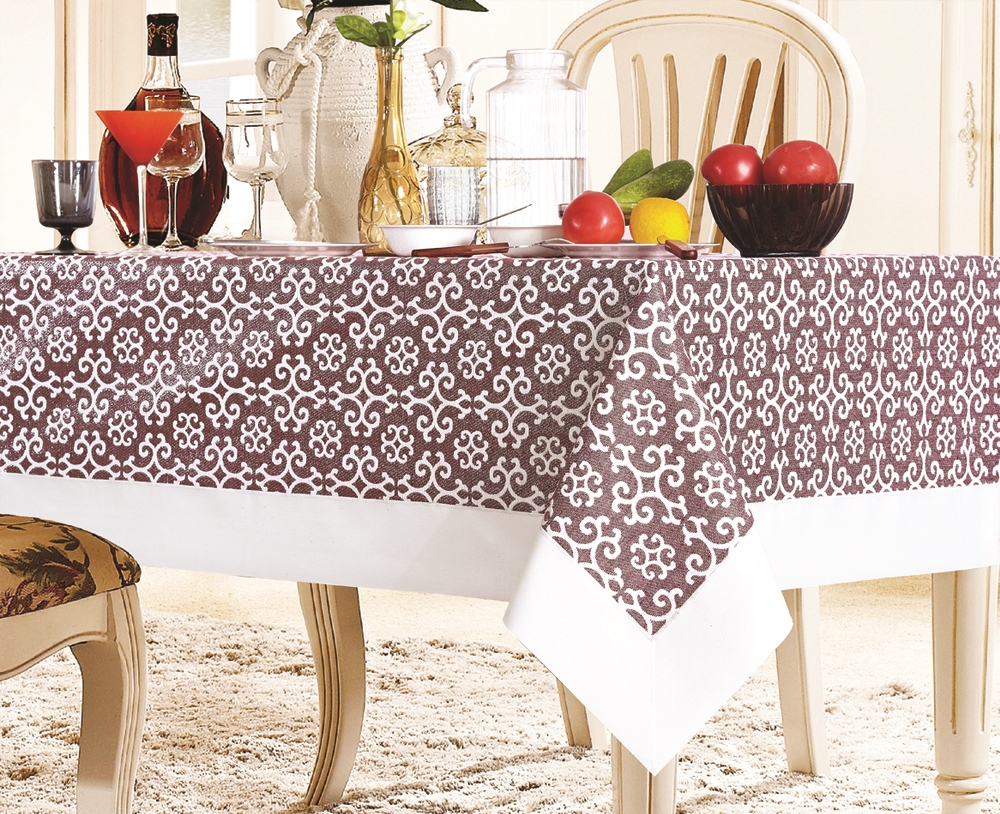 Red & White Snowflake Damask Tablecloth - Luxury Table Covers