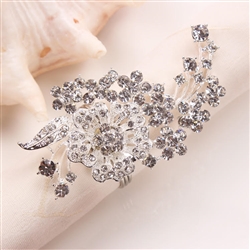 Silver Flower w/ Crystals Napkin Rings, Decorative Paper Accessories