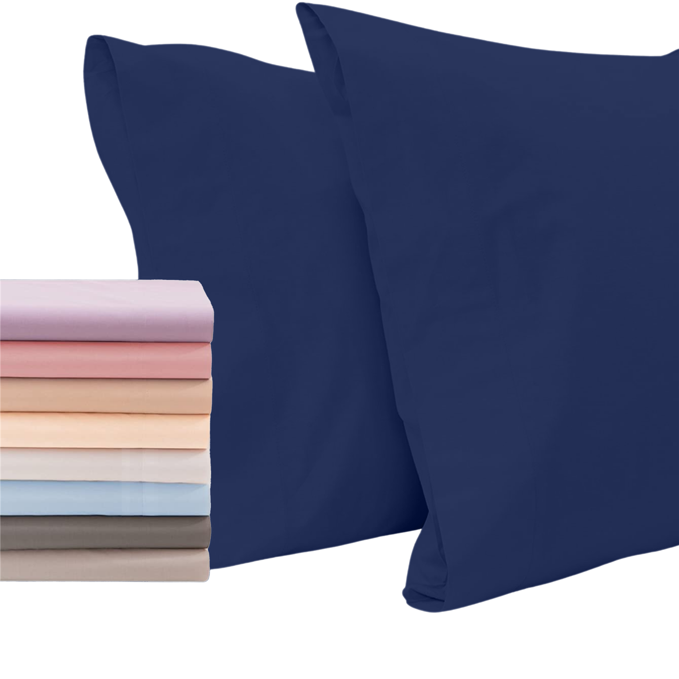 Superior Linen Set of 2 Pillow Cases in Navy