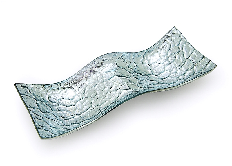 Glass Silver Flemish Wave Tray
