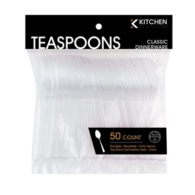Kitchen Collection Deluxe Heavy Weight Clear Tea Spoons - 50 pc