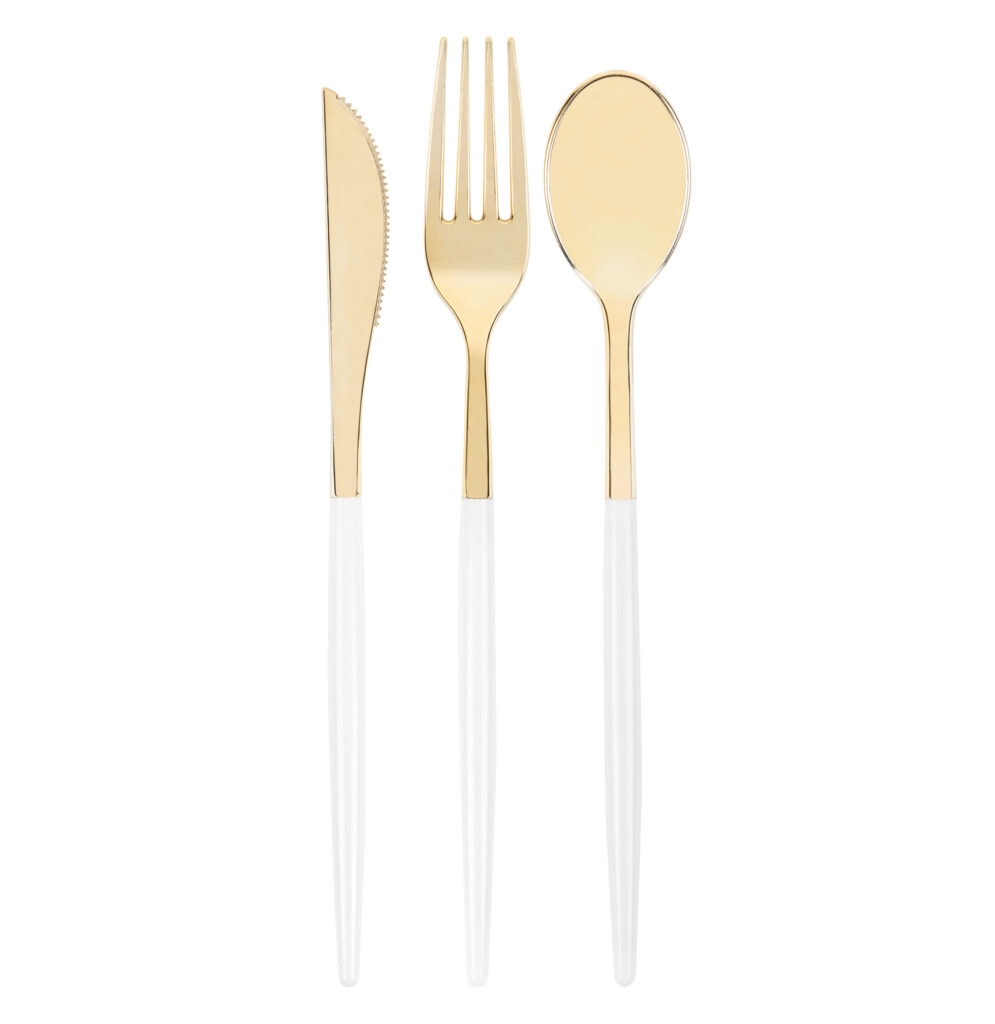 Chic Flatware Gold and White 32ct Combo