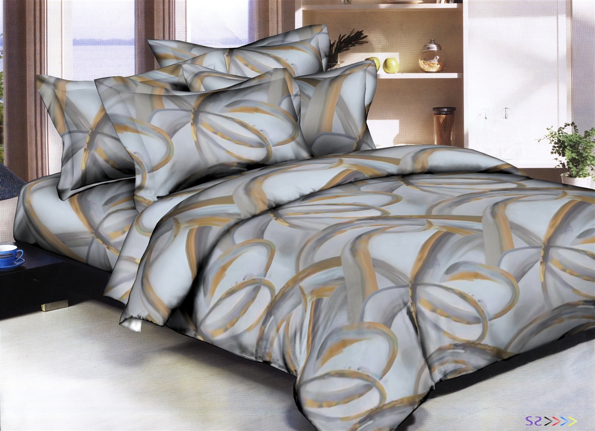 Better Bed Collection: Golden Swirls 8PC Bedding Sets - 300 Thread Count
