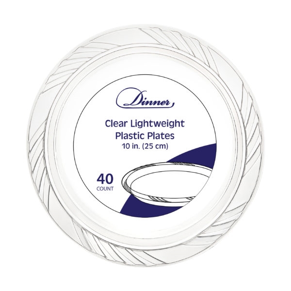 10" Clear Plastic Plates 40 Count - Durable Disposable Plates & Bowls