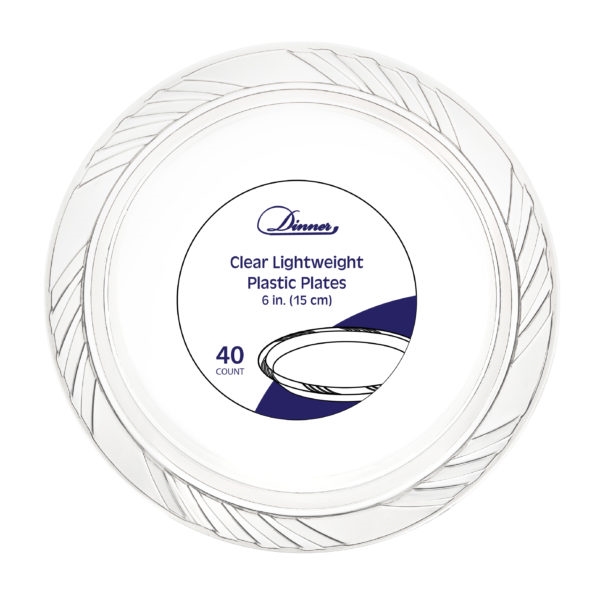 6" Clear Plastic Plates 40 Count - Durable Disposable Plates & Bowls
