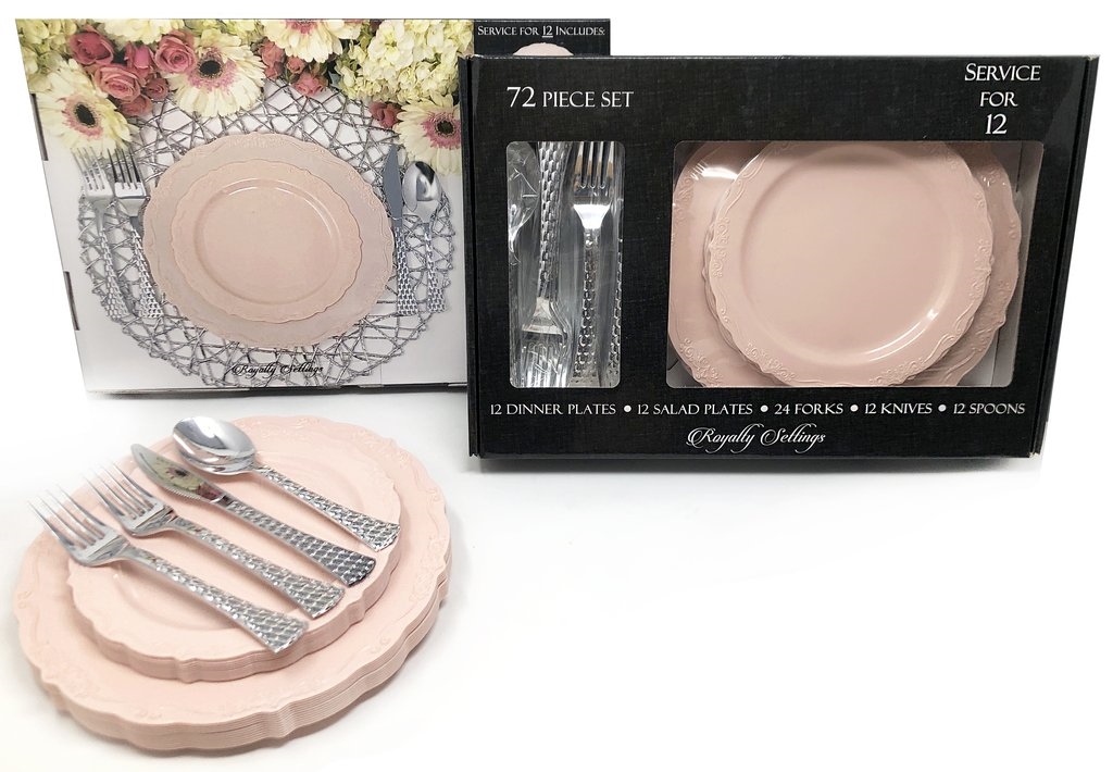 Casual Collection Pink Plates and Cutlery