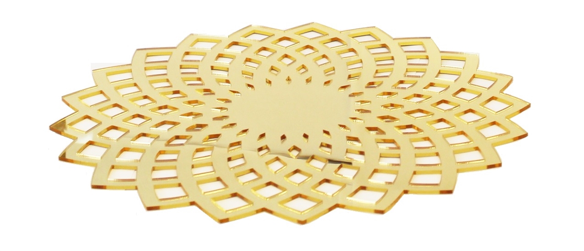 Acrylic Gold Flower Design Mirror Charger