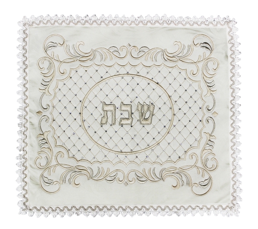 Large Off-White Jacquard 01j Challah Cover #9317 - Judaica Shop Online