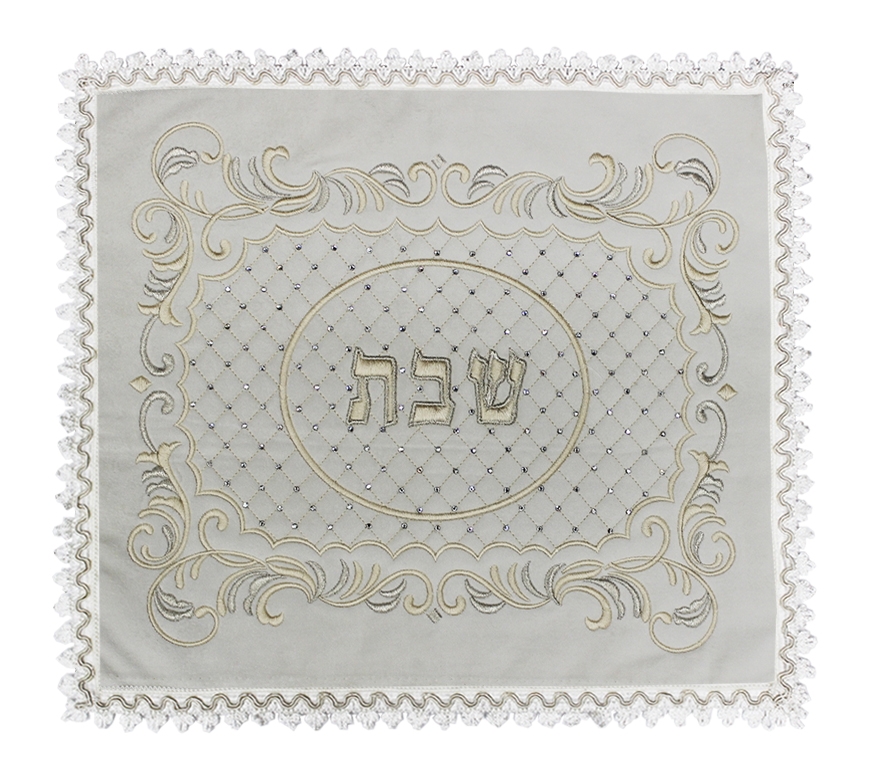 Medium Ecru Velvet 01v Challah Cover #9348 - Judaica Shop Online