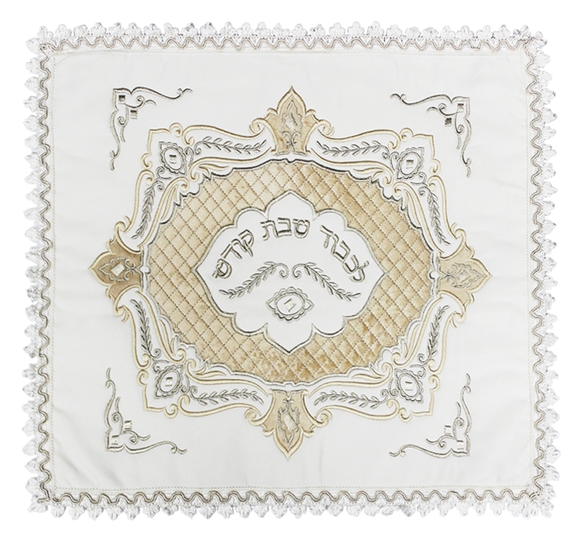 Medium White Satin 03s Challah Cover - Judaica Shop Online