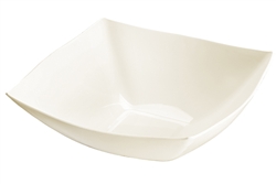 Fancy Square Ivory Plastic Serving Bowl - 128 oz