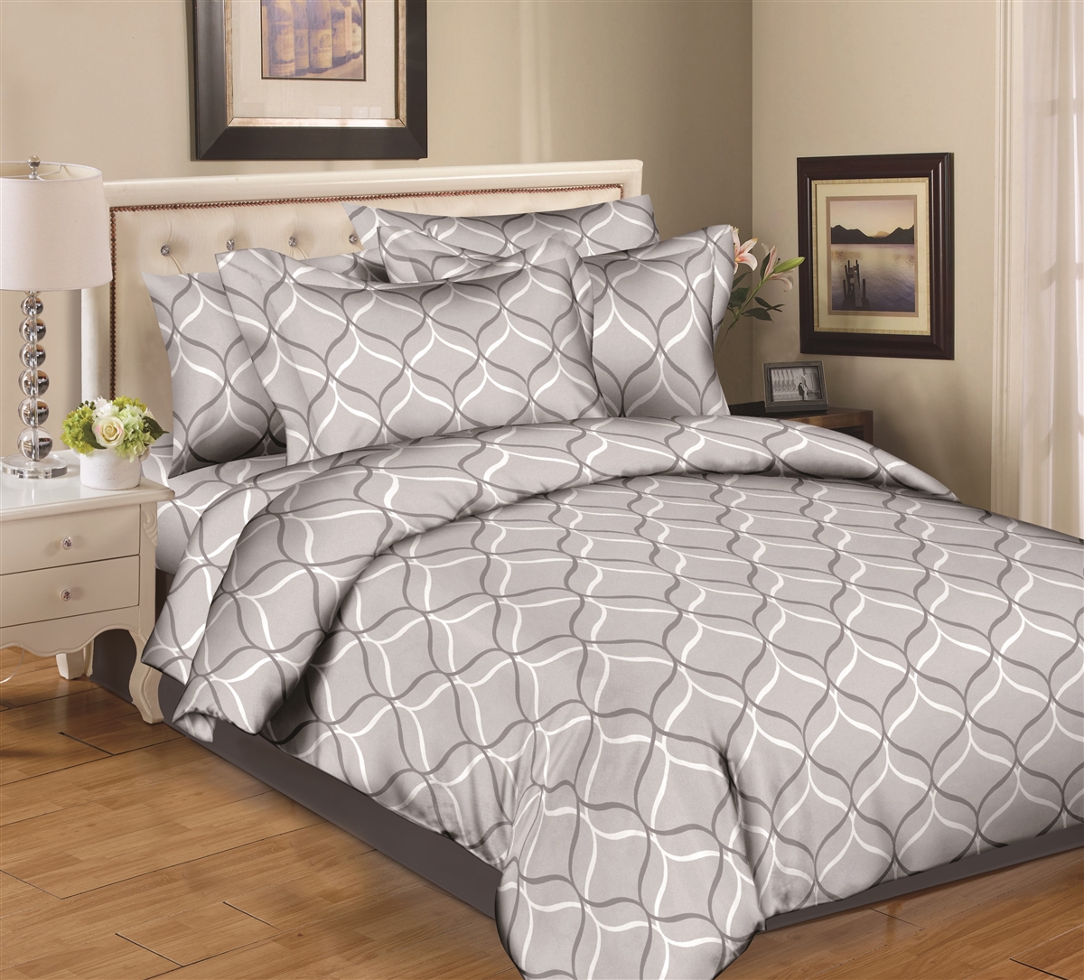 Better Bed Collection: Gray Sandwatch 8PC Twin Bedding Set