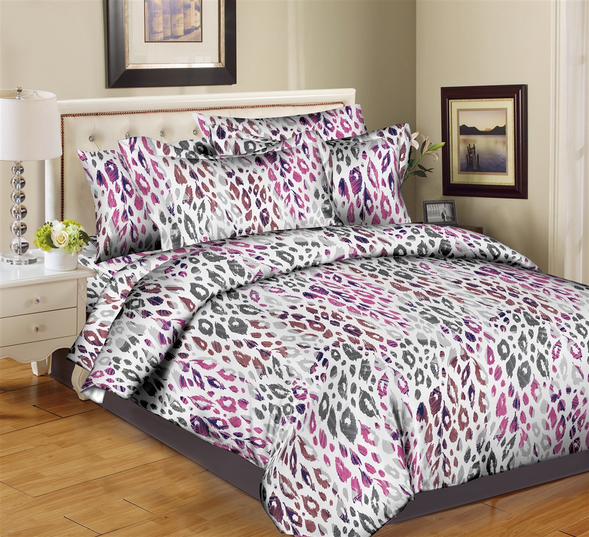 Better Bed Collection: Leopard Trend- Pink 8PC Twin Bedding Set