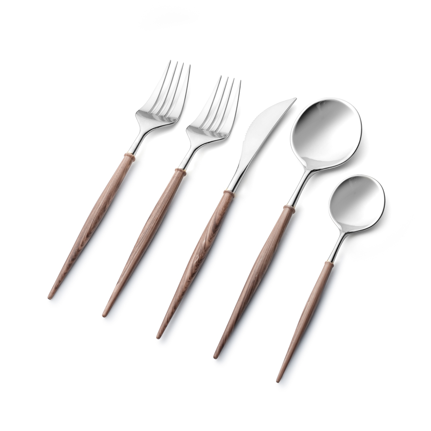 Noble Collection Cutlery 40 Pc Peanut Wood with Silver