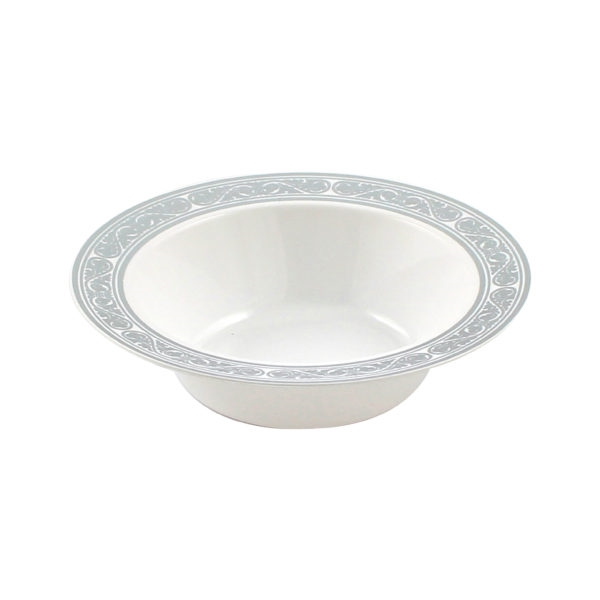 5oz Royalty High End Plastic Dessert Bowl - White/Silver - 10 Count oz