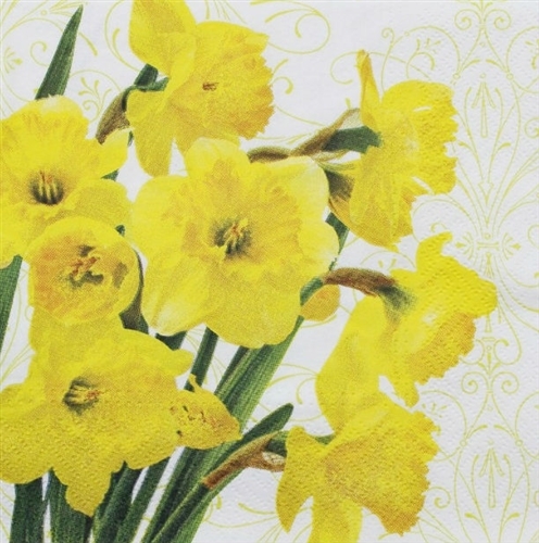 Yellow Daffodils Decorative Napkins - 20 count, Decorative Paper Napkins