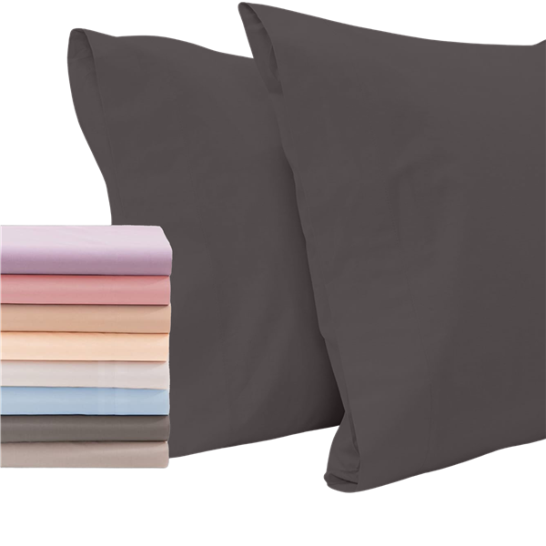 Superior Linen Set of 2 Pillow Cases in Dark Grey