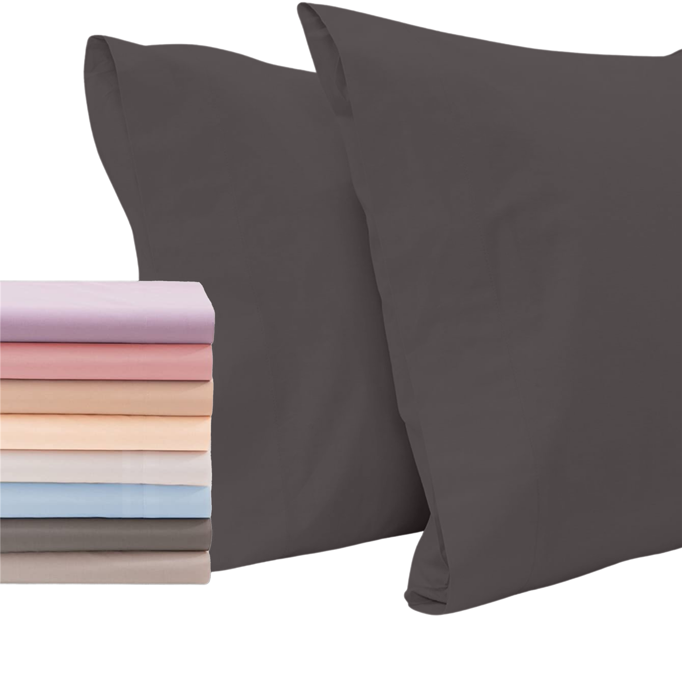 Superior Linen Set of 2 Pillow Cases in Dark Grey