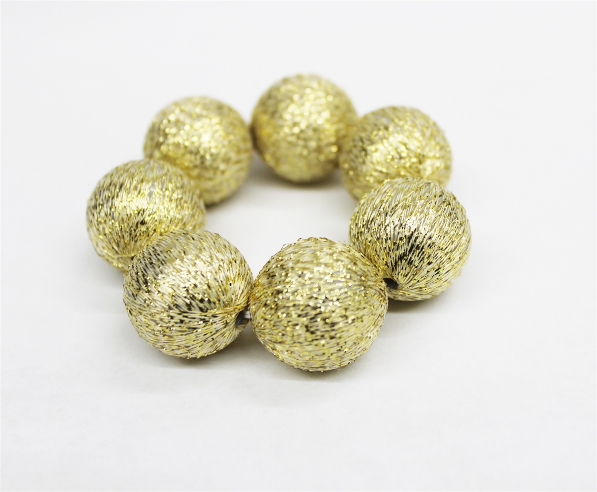 Gold Threaded Bead Like Napkin Rings - Set of 4
