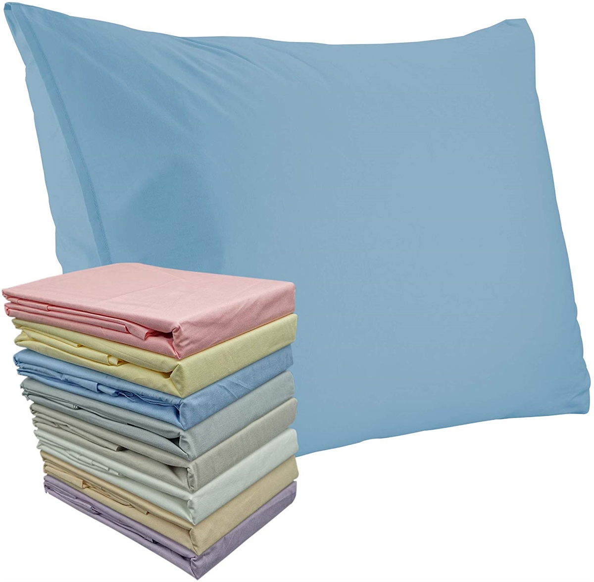 Superior Linen Set of 2 Pillow Cases in Light Blue