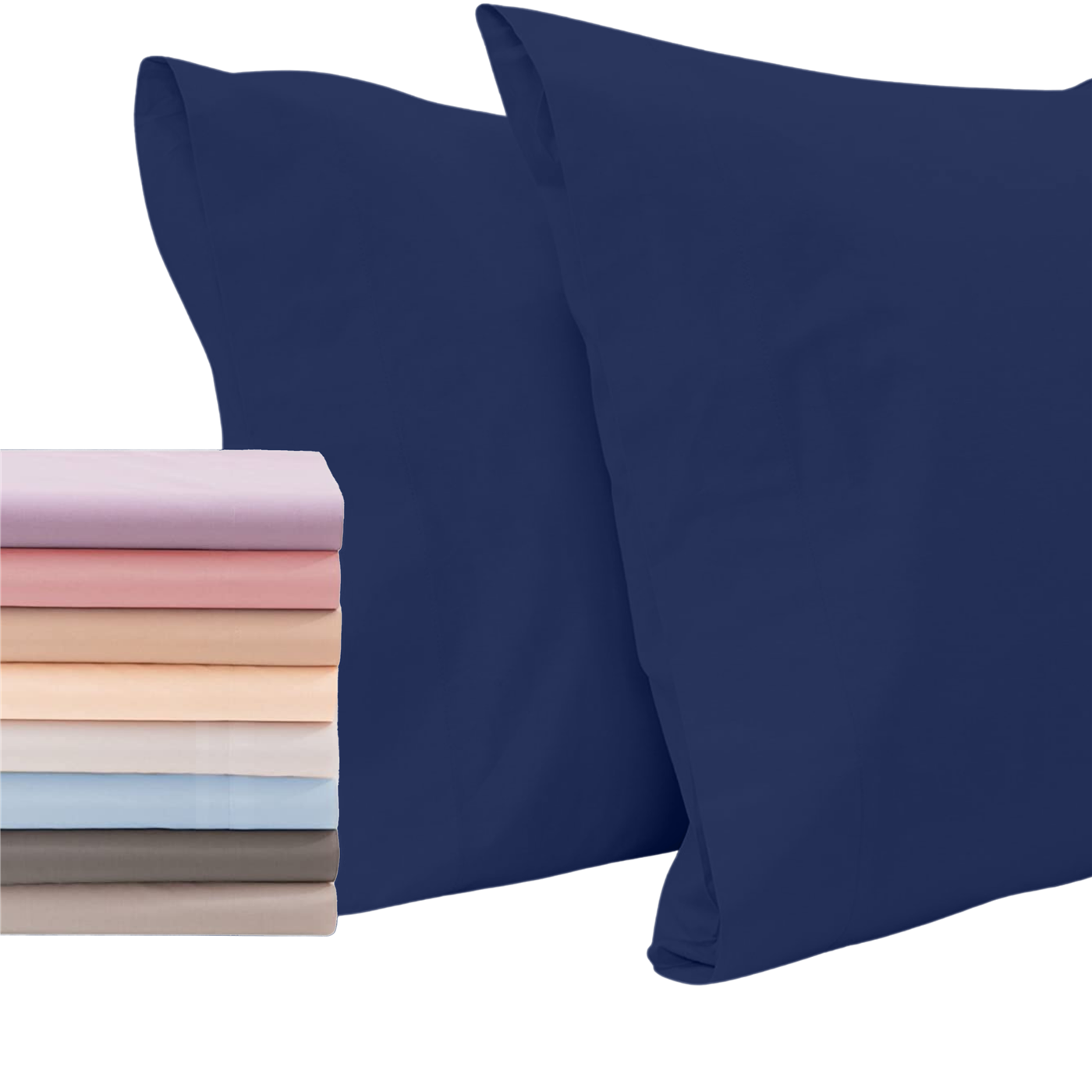 Superior Linen Set of 2 Pillow Cases in Navy