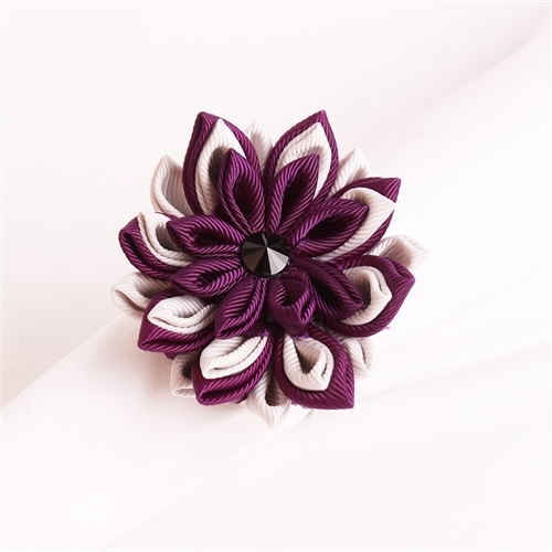 White and Violet Cornflower Napkin Ring, Decorative Table Accesories
