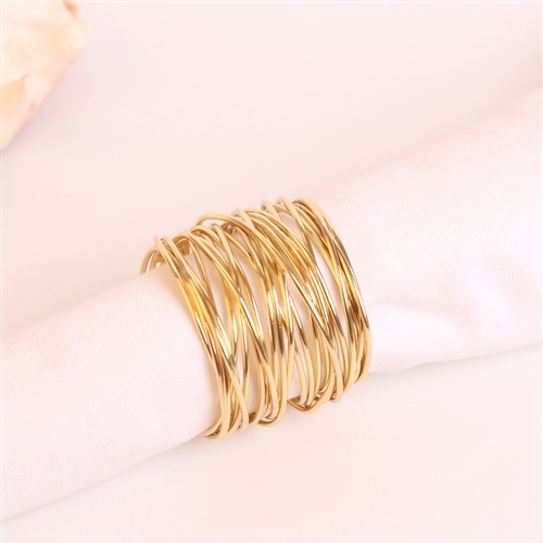 Wrapped Golden Cuff Napkin Ring, Set of 4 - Dinner Party Accents