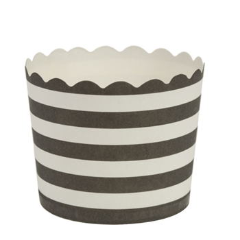 Scalloped Design Baking Cups in Black and White Stripes 20 Ct