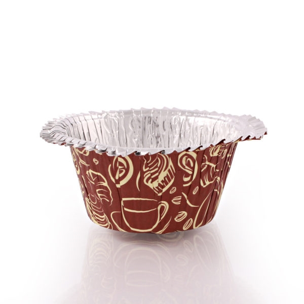 Silver Foiled Ruffled Baking Cup w/ Coffee Design  16 ct