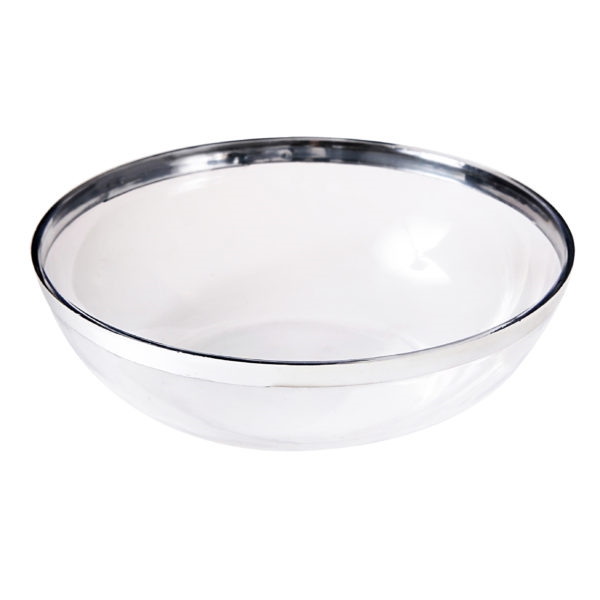 Medium Angled White Serving Bowl- Premium Heavyweight Plastic, fancy disposable bowls