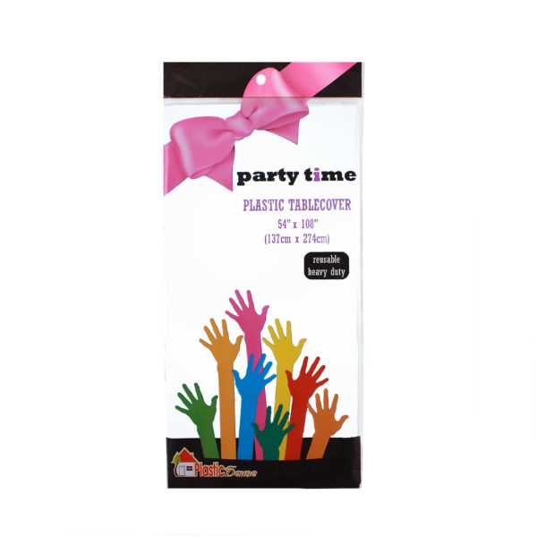 Party Time Plastic Table Cover in White